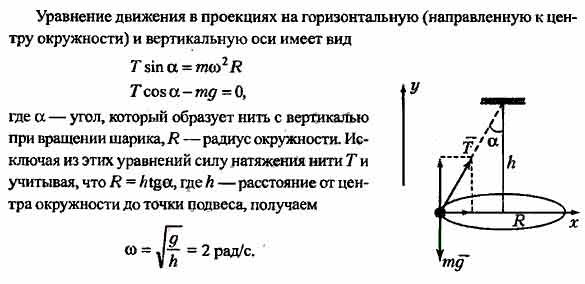 На рисунке грузик привязанный к нити обращается по окружности с центростремительным ускорением 3м с2